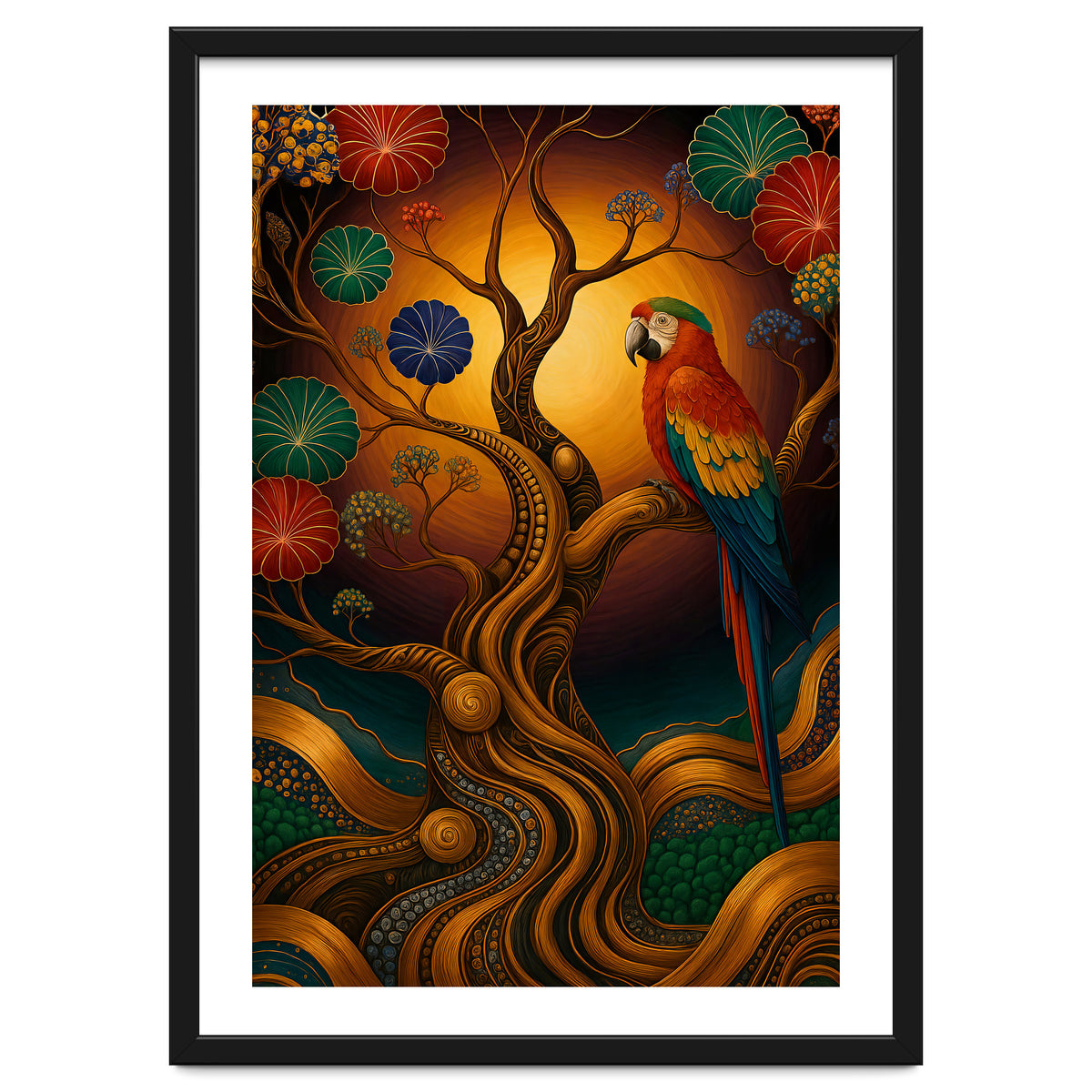 Parrot in Retro Contemporary Aesthetics