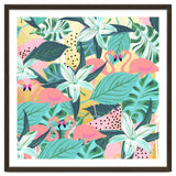 Flamingo Tropical, Colorful Modern Bohemian Eclectic Jungle Graphic Design, Blush Forest Gold Floral thumbnail