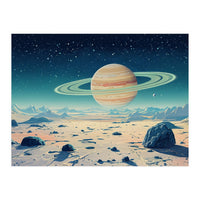 Alien Horizon: Saturn-Inspired Planetary Landscape (Print Only)