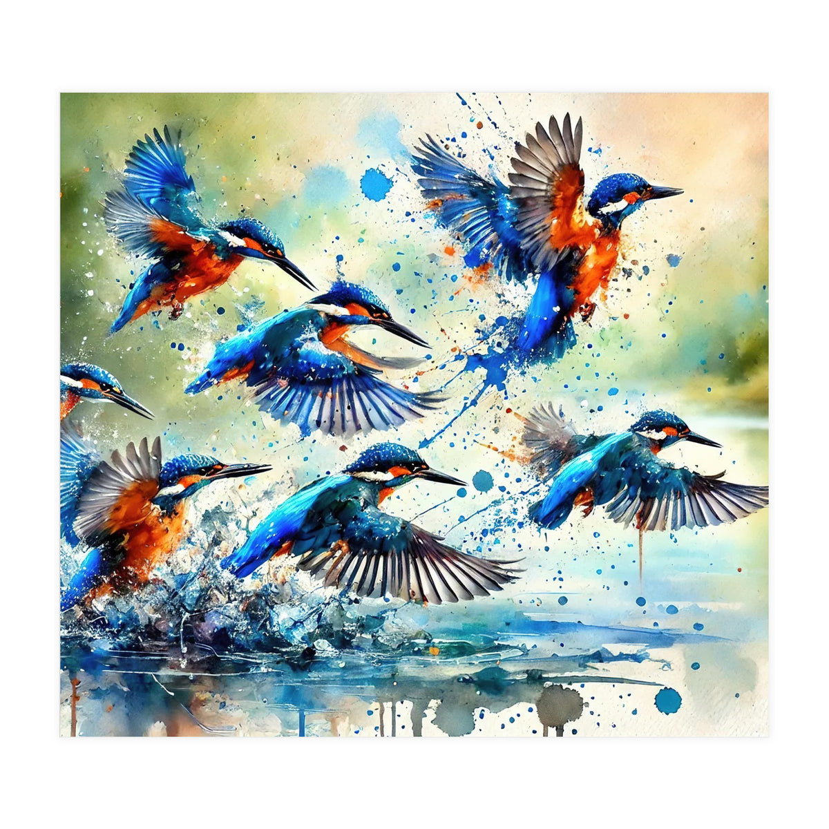 Kingfishers In Flight (Print Only)