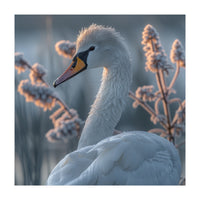 Swan Portrait Dew Drops Morning Light (Print Only)