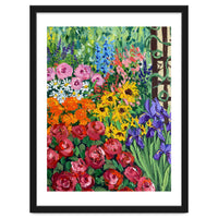 Vibrant Summer Cottage Garden Oil Painting