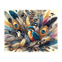 Kingfisher And Songbirds In Peacock Feathers (Print Only)