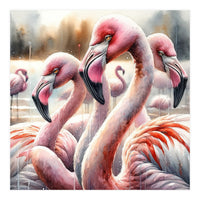 Watercolor Flamingos (Print Only)