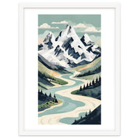 Majestic Alpine Peaks: Organic Modern Landscape Art