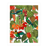 Tropical Parrots In Flower Jungle  (Print Only) thumbnail