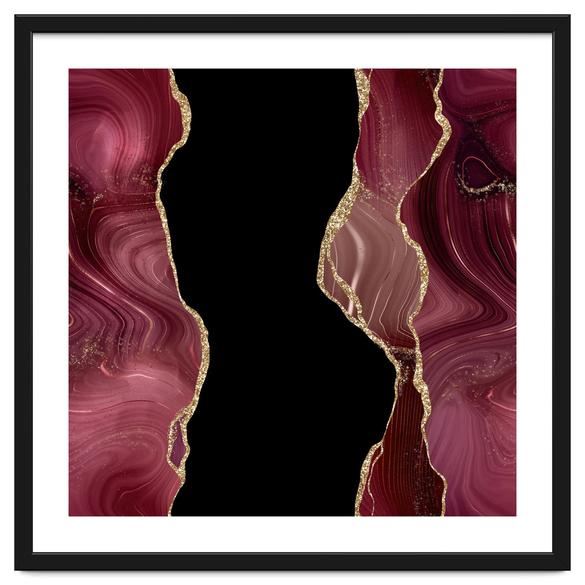 Burgundy & Gold Glitter Agate Texture 02