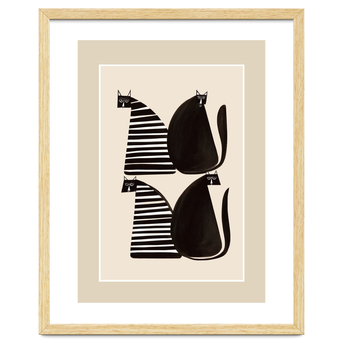 Minimalist Cats In Black And White