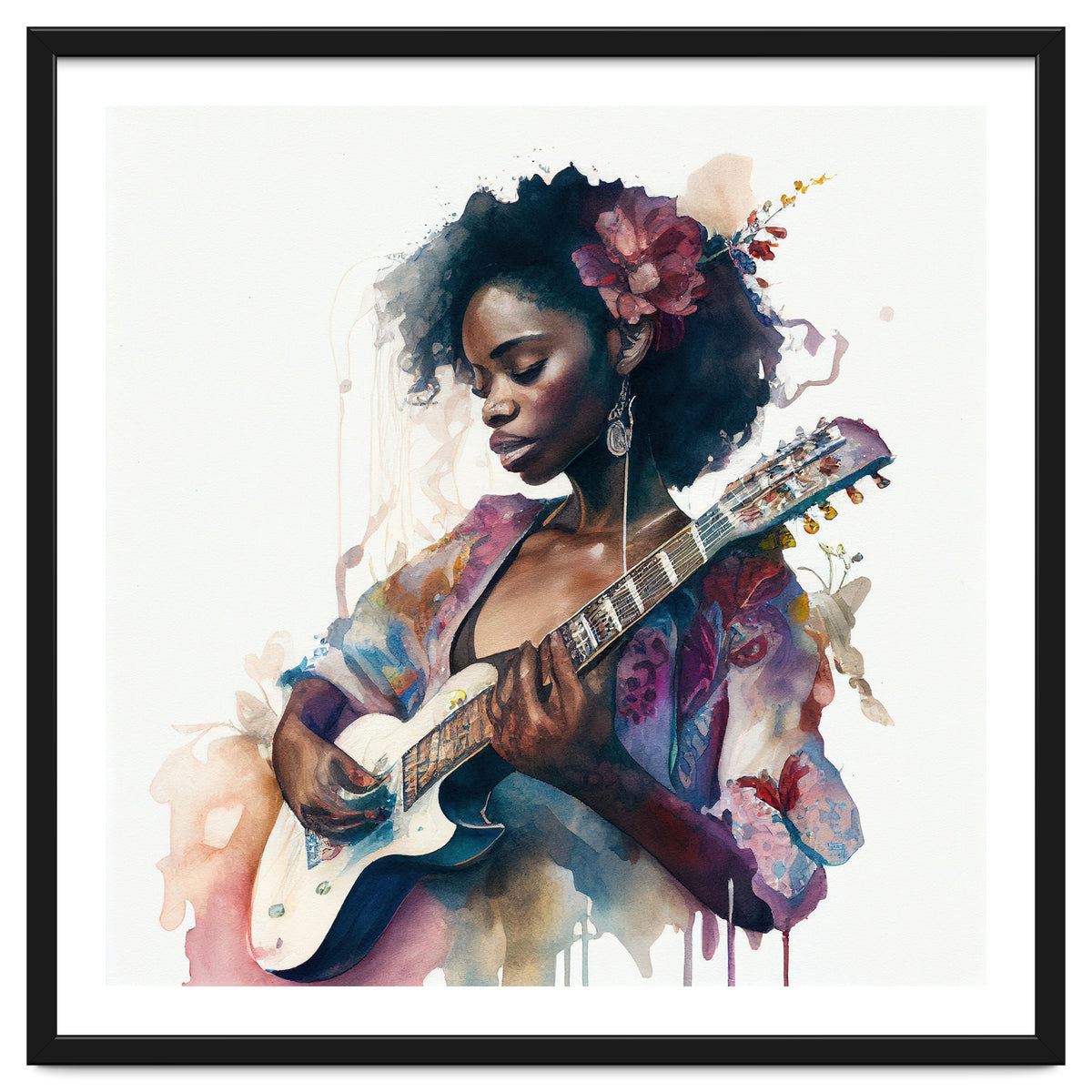 Watercolor Musician Woman #2