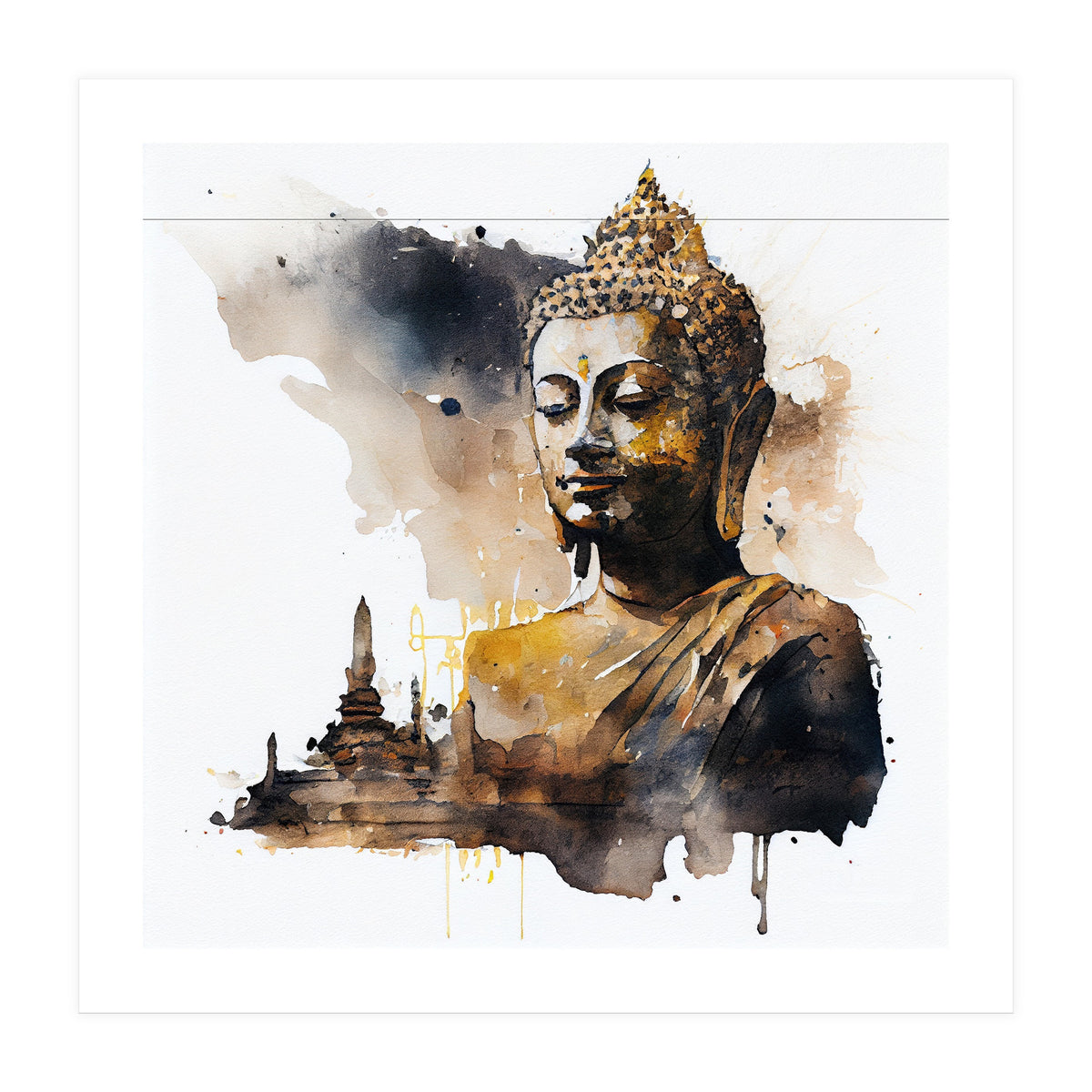 Watercolor Buddha #1 (Print Only)