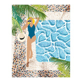 Click, Summer Travel Poolside Swim, Moroccan Tiles Staycation Vacation Holiday, Bohemian Woman Swimsuit Fashion Pose (Print Only) thumbnail