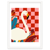 Checkers & The Great Egret, Wildlife Animals Maximalist Eclectic, Bold Heron Botanical Nature Jungle Bohemian thumbnail