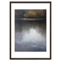 Atmospheric Golden Autumn Forest Reflection Oil Painting