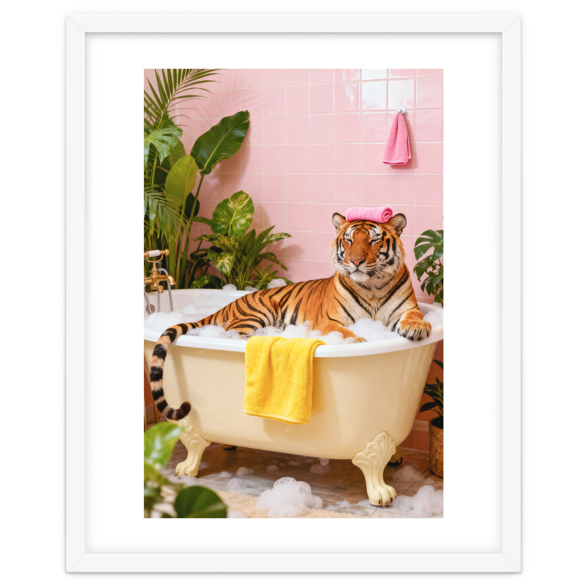 Leopard in Bathtub, Surreal Bathroom Scene