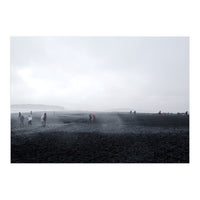 Tourists on the black sand beach - Iceland  (Print Only)