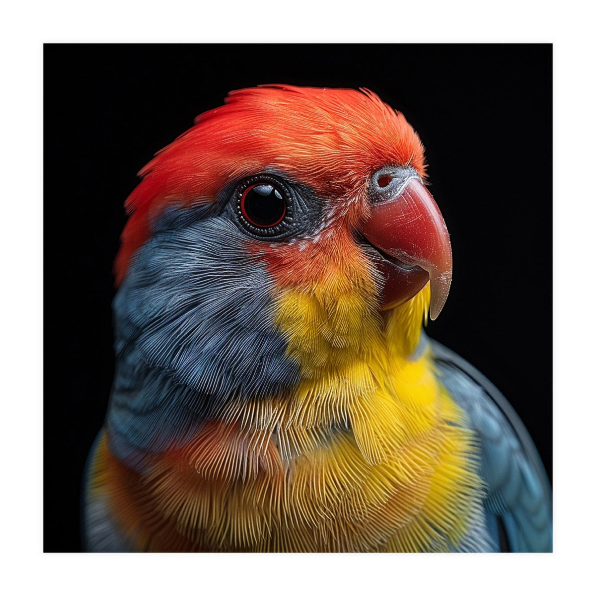 Close Up Colorful Parrot Portrait Vivid Plumage (Print Only)