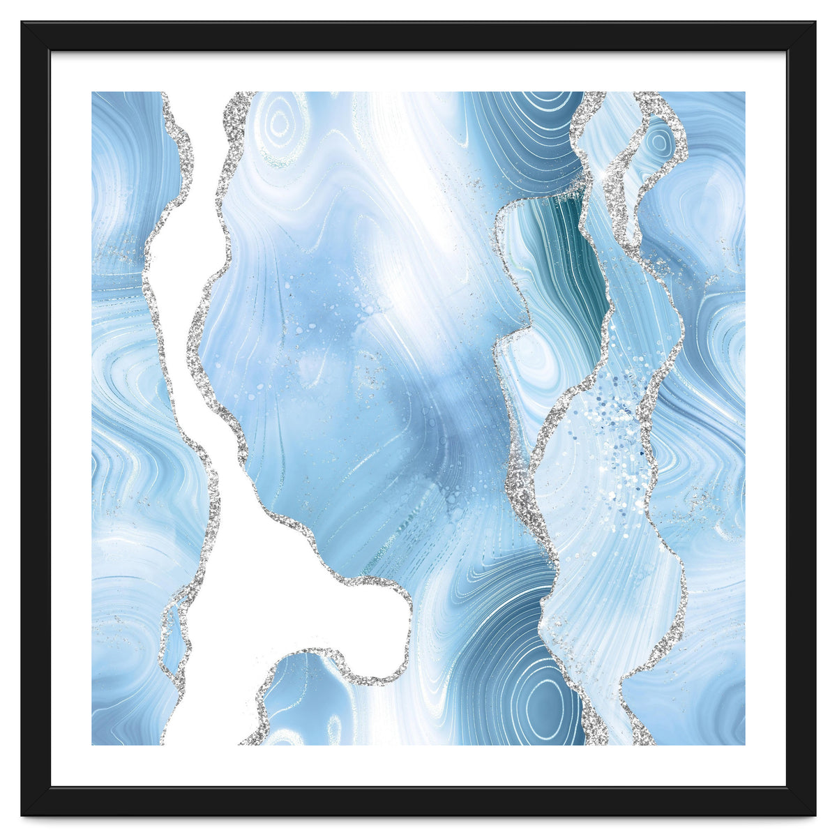 Blue & Silver Agate Glitter Texture 05