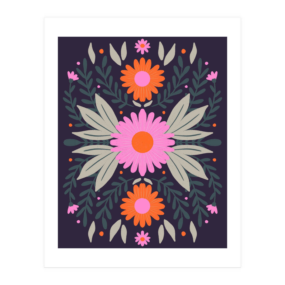 Pink And Orange Flowers (Print Only)