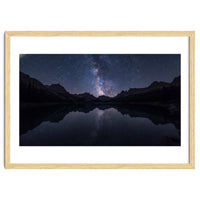 Starlit Reflection: Milky Way Over Mountain Lake