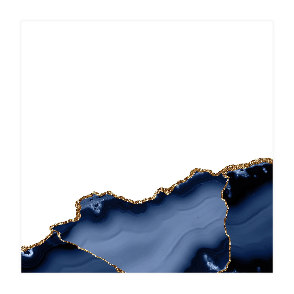 Navy & Gold Agate Texture 23 (Print Only)