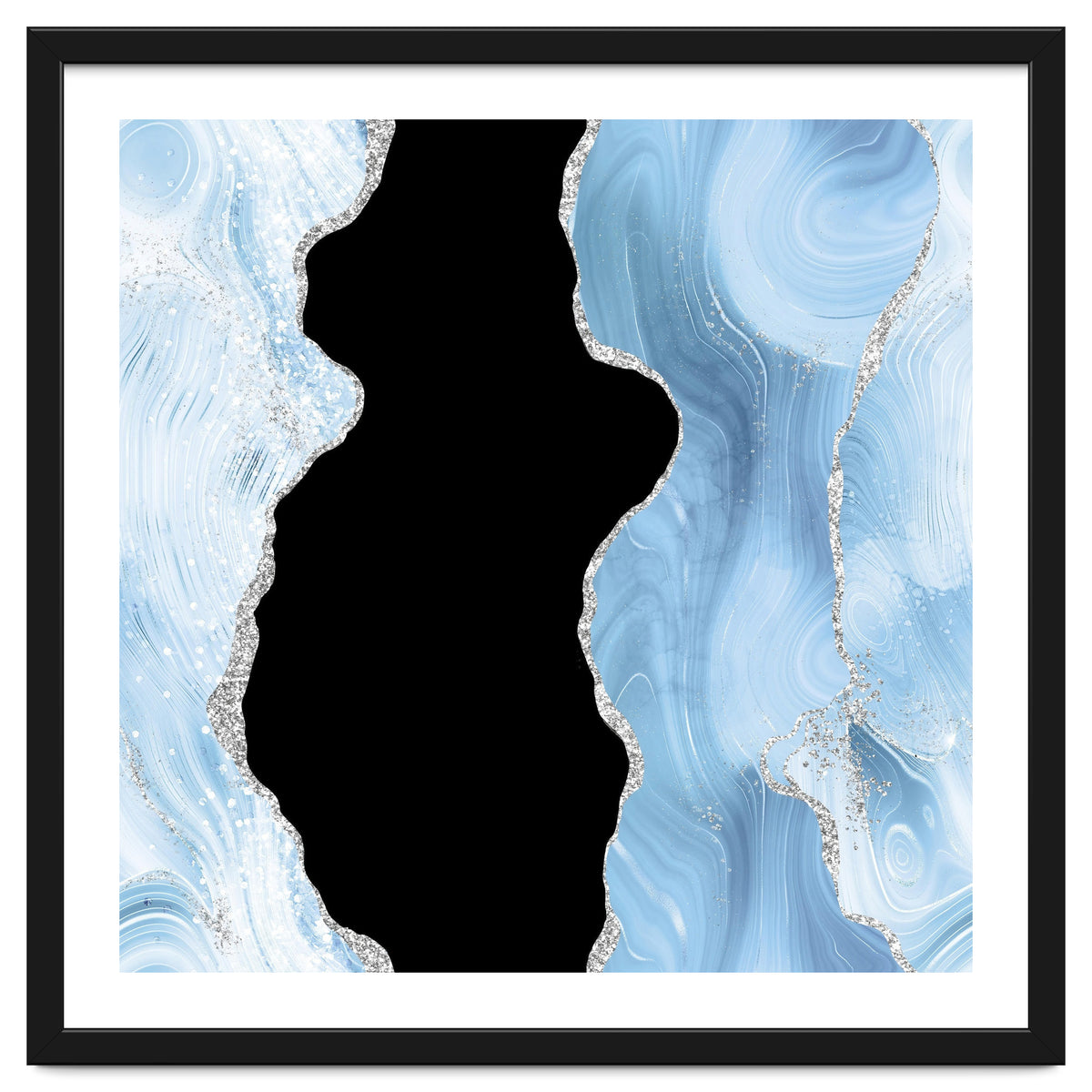 Blue & Silver Agate Glitter Texture 02