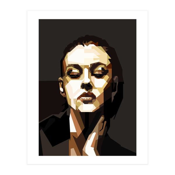 Monica Bellucci Hollywood Actress Retro Style Geometric Illustration (Print Only)