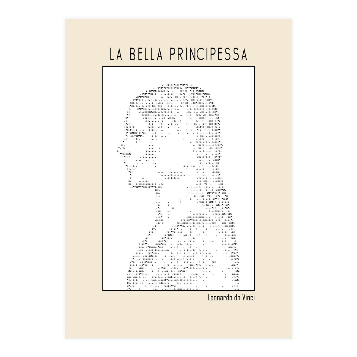 La Bella Principessa – Leonardo Da Vinci Ascii Art (Print Only)