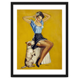 Pinup Woman Posing With Her Dog thumbnail