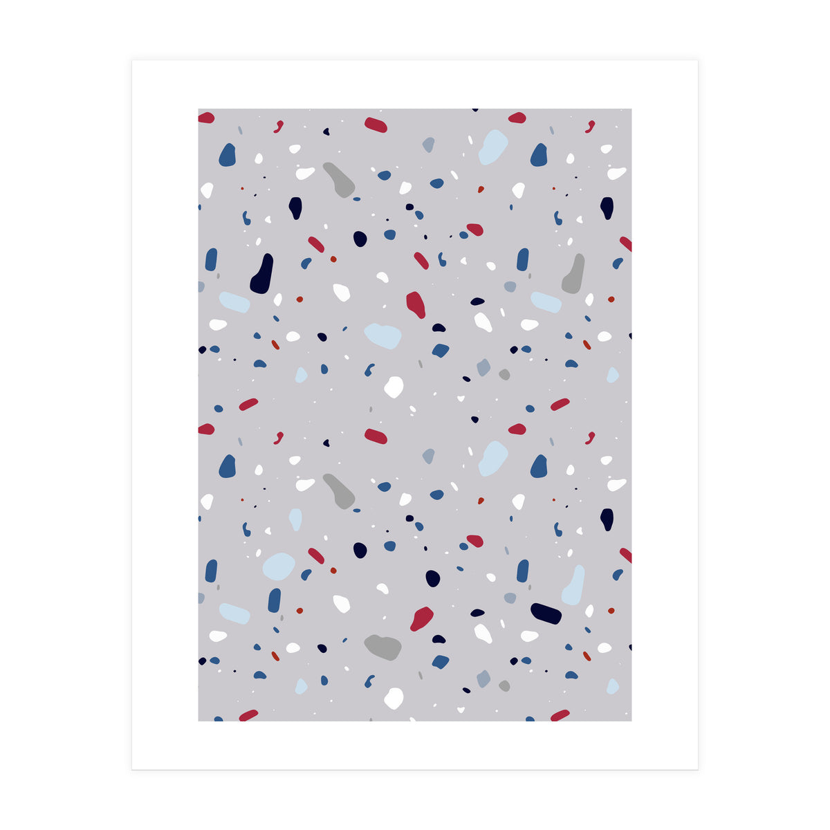 Modern Gray Blue Rounded Terrazzo (Print Only)