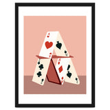 A House Made Of Cards, Relationship Concept Painting, Illustration Playing Cards, Spade Heart Eclectic Bohemian Contemporary thumbnail