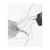 Abstract Black And White Flowing Lines And Shapes On White Background (Print Only) thumbnail