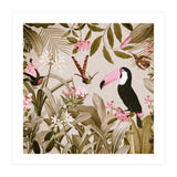 Vintage Exotic Birds Sepia Rainforest Flower Jungle (Print Only) thumbnail