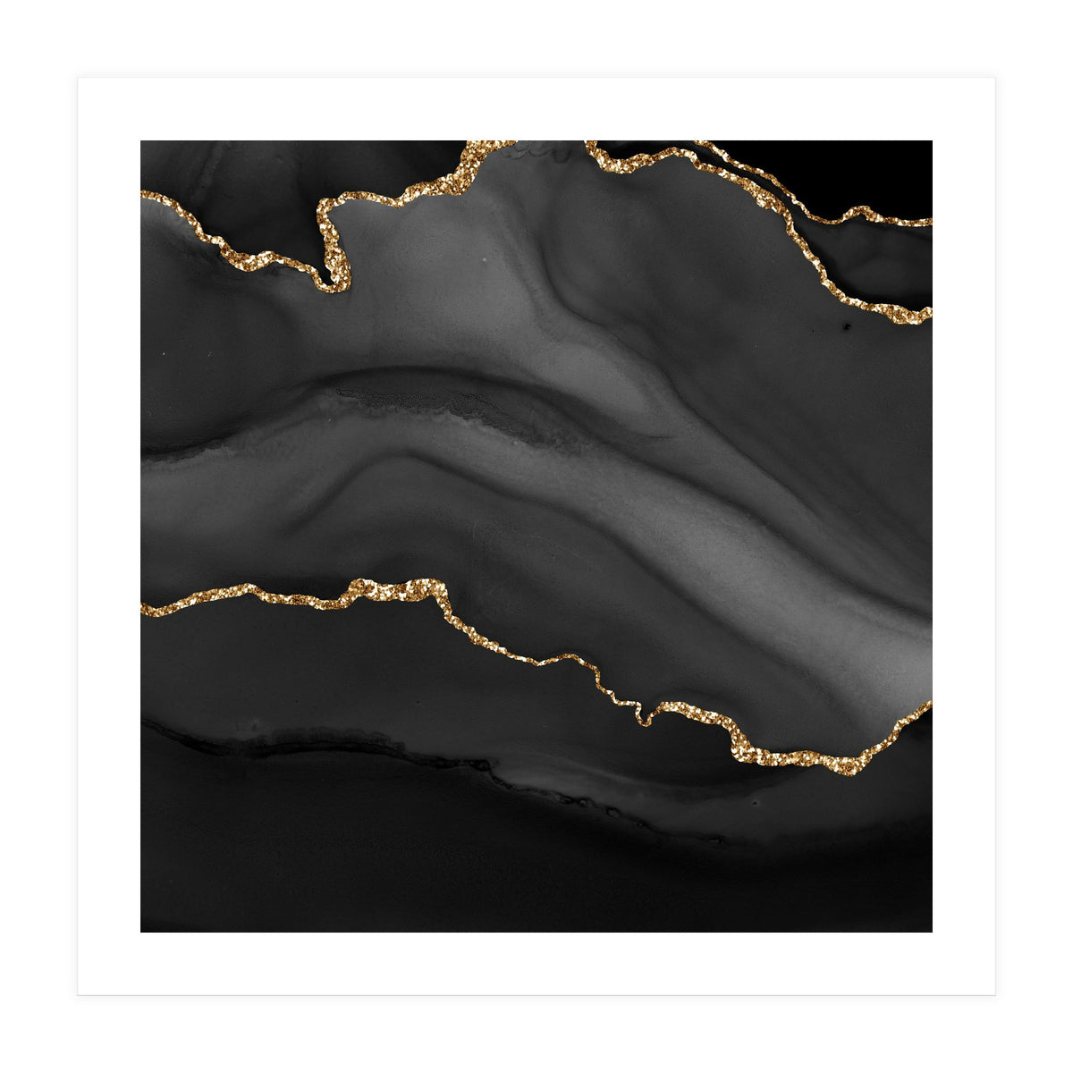 Black & Gold Agate Texture 01  (Print Only)