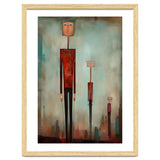 CITY HEIGHTS, three human-like forms of differing heights loom over the city below. thumbnail