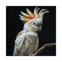 White Cockatoo Parrot Bird Perched On Branch (Print Only)