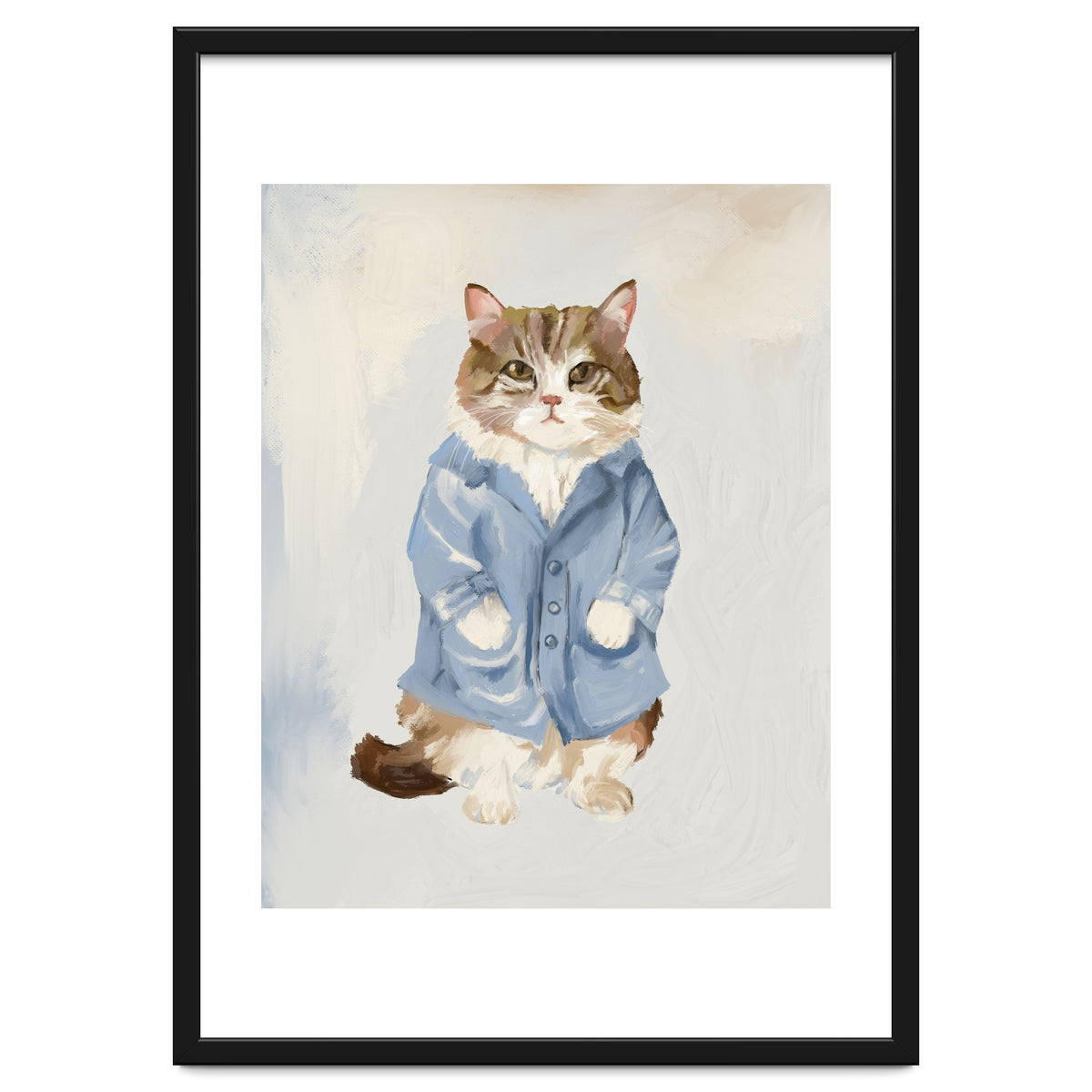 Sir James fluffy Tom cat in his blue pajamas oils