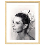 Audrey Hepburn with Veil, Classic Hollywood Glamour Photography, Black and White Icon Portrait thumbnail