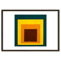 JOSEF ALBERS - HOMAGE TO THE SQUARE DARK GREEN YELLOW ORANGE BROWN