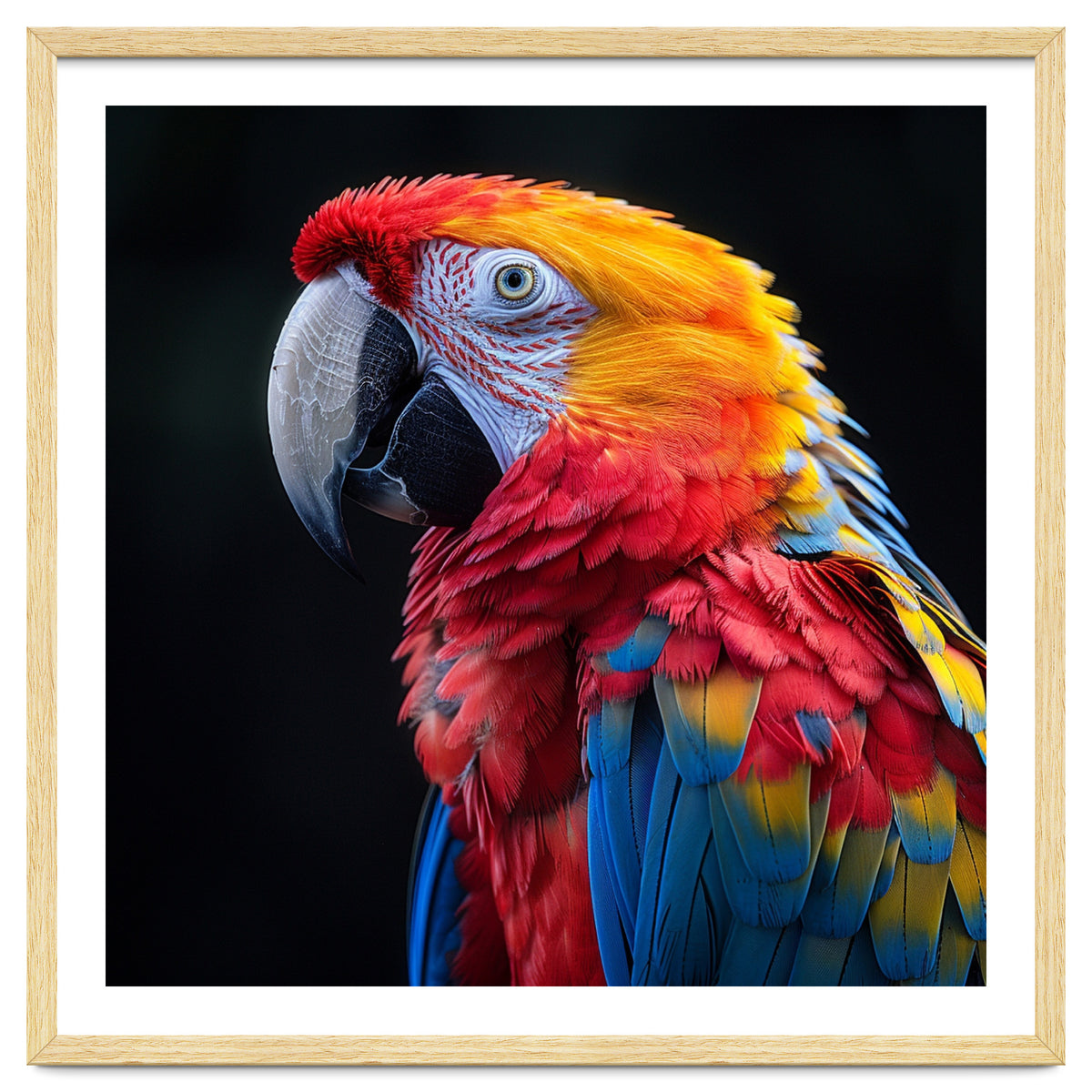 Scarlet Macaw Parrot Vibrant Plumage Close Up