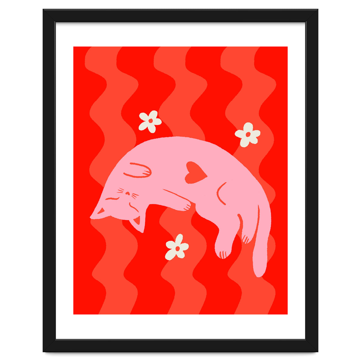 Pink Cat Wavy Background