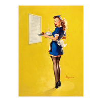 Pinup Sexy Waitress Looking Back (Print Only)