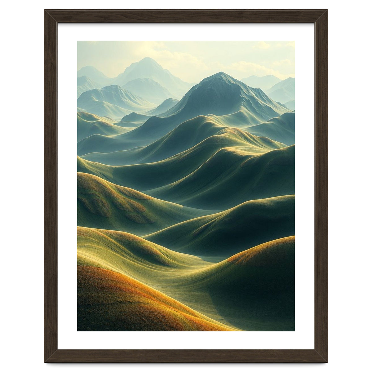 Ethereal Green Mountain Ridges Art
