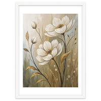 Elegant White Anemone Floral Oil Painting