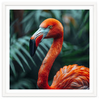 Close Up Of A Vibrant Orange Flamingo Bird