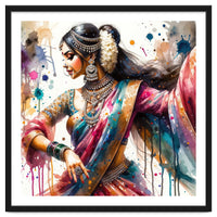 Hindu Woman Dancer With Jewelry And Sari