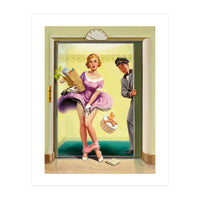 Pinup Sexy Girl Had Accident While Leaving The Elevator (Print Only)