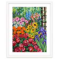 Vibrant Summer Cottage Garden Oil Painting