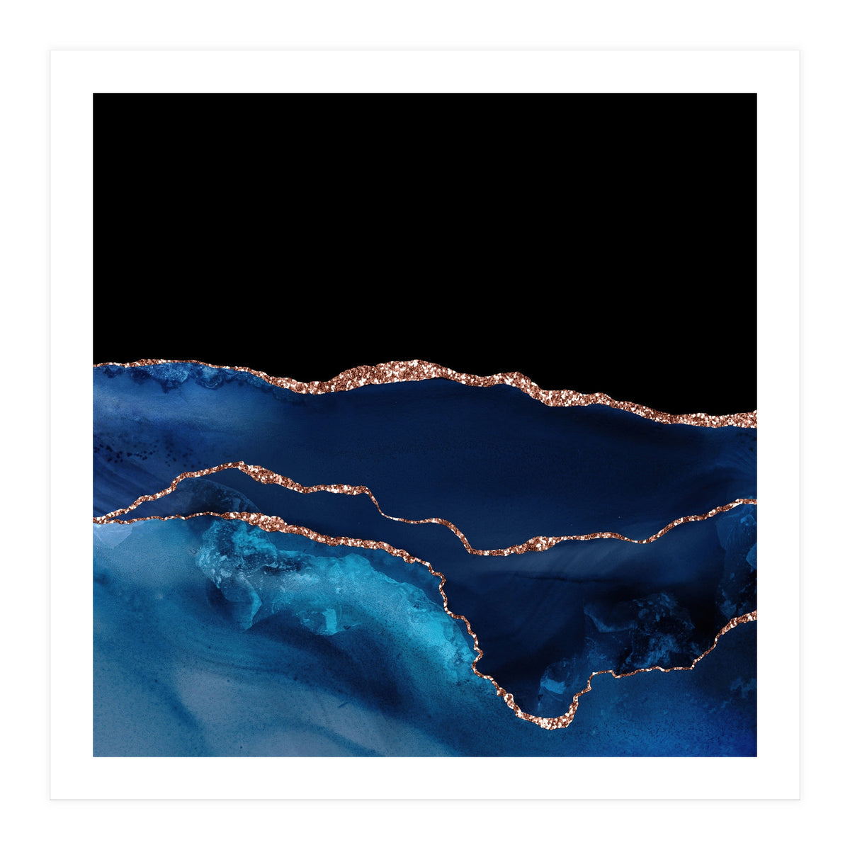 Navy & Rose Gold Agate Texture 07 (Print Only)