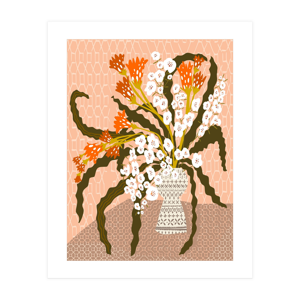 Floral Contemporary Still Life Peach Fuzz (Print Only)