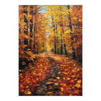 Sun-Drenched Golden Forest Path with Vibrant Autumn Foliage (Print Only)